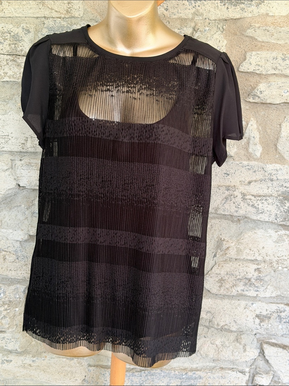 Sheer Layered Short Sleeve Top